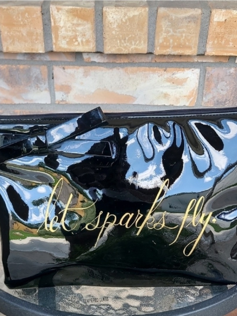 KATE SPADE Let Sparks Fly Black Patent Pouch